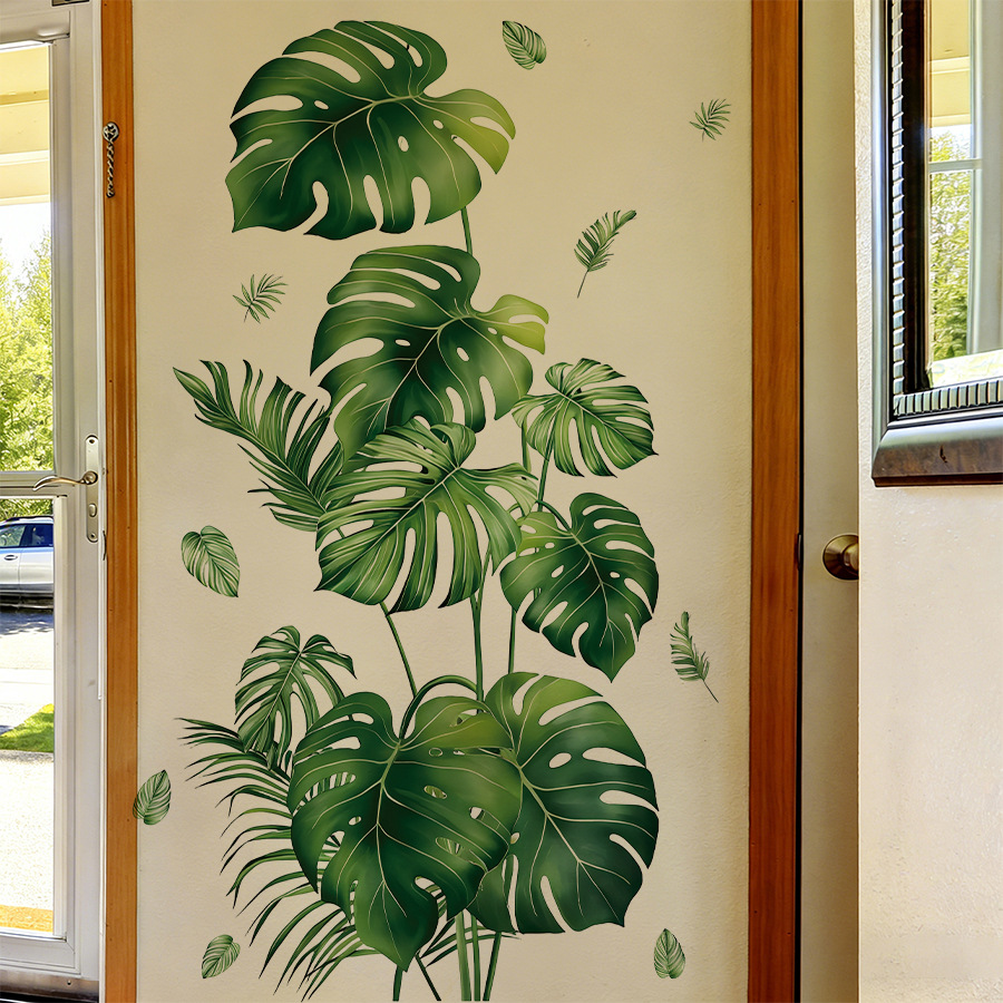 Monstera Thai Constellation - Adesivi Murali con Foglie Verdi Tropicali,
